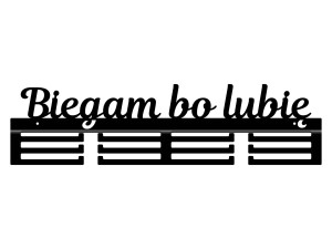 Wieszak na medale Biegam bo lubię 60 cm - czarny mat