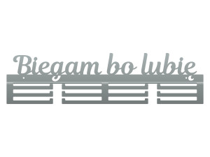 Wieszak na medale Biegam bo lubię 60 cm - srebrny