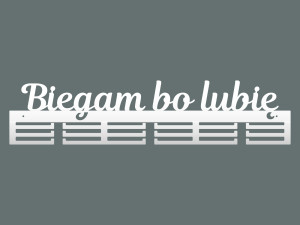 Wieszak na medale Biegam bo lubię 80 cm - biały matowy