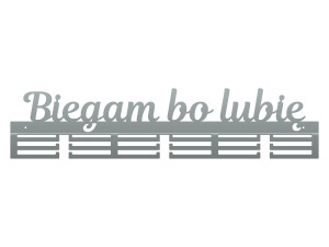Wieszak na medale Biegam bo lubię 80 cm - srebrny