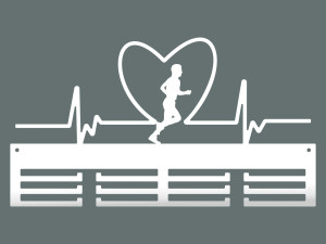 Wieszak na medale Rytm serca chłopak I 40 cm - biały matowy