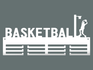 Wieszak na medale Koszykówka 40 cm - biały matowy