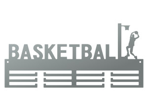 Wieszak na medale Koszykówka 40 cm - srebrny