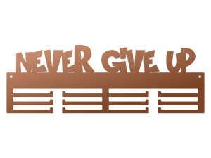 Wieszak na medale Never give up 40 cm - miedziany