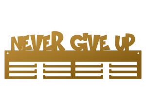 Wieszak na medale Never give up 40 cm - złoty