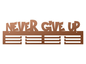 Wieszak na medale Never give up 60 cm - miedziany