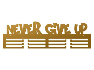 Wieszak na medale Never give up 60 cm - złoty