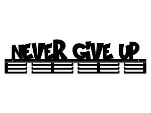 Wieszak na medale Never give up 80 cm - czarny mat