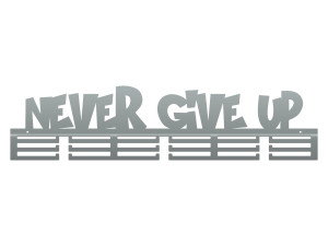 Wieszak na medale Never give up 80 cm - srebrny