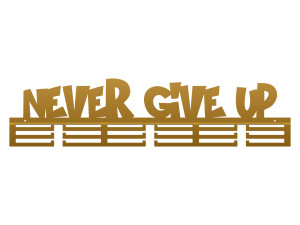 Wieszak na medale Never give up 80 cm - złoty