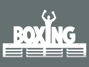 Metalowy wieszak na medale Boxing II 60 cm - biały matowy