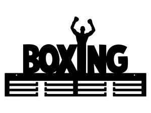 Metalowy wieszak na medale Boxing II 60 cm - czarny mat
