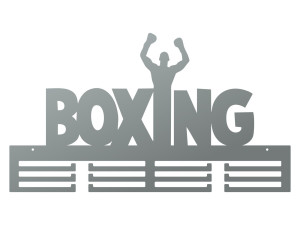 Metalowy wieszak na medale Boxing II 60 cm - srebrny