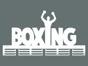 Metalowy wieszak na medale Boxing II 80 cm - biały matowy