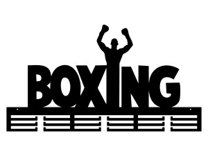 Metalowy wieszak na medale Boxing II 80 cm - czarny mat