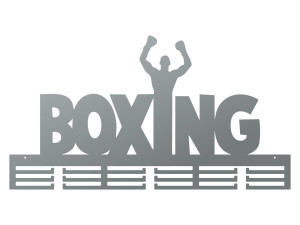 Metalowy wieszak na medale Boxing II 80 cm - srebrny
