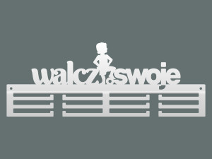 Wieszak metalowy na medale Walcz o swoje 40 cm - biały matowy