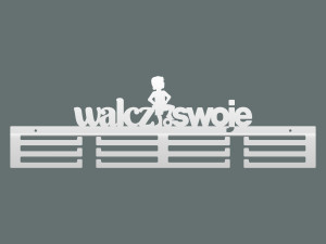 Wieszak metalowy na medale Walcz o swoje 60 cm - biały matowy