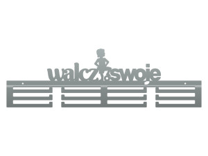 Wieszak metalowy na medale Walcz o swoje 60 cm - srebrny