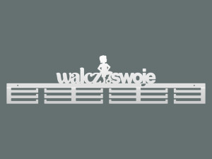 Wieszak metalowy na medale Walcz o swoje 80 cm - biały matowy