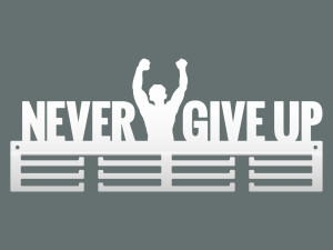 Wieszak na medale Never Give Up 2 40 cm - biały matowy