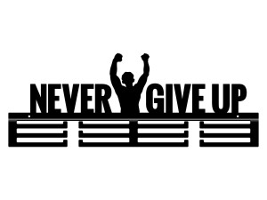 Wieszak na medale Never Give Up 2 60 cm - czarny mat
