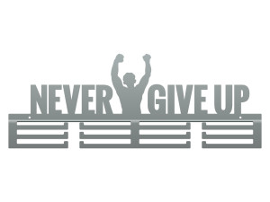 Wieszak na medale Never Give Up 2 60 cm - srebrny