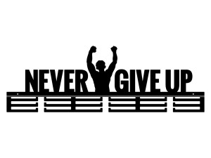 Wieszak na medale Never Give Up 2 80 cm - czarny mat