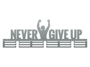 Wieszak na medale Never Give Up 2 80 cm - srebrny