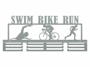 Wieszak na medale Swim Bike Run - srebrny - 60