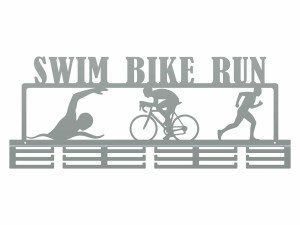 Wieszak na medale Swim Bike Run - srebrny - 80