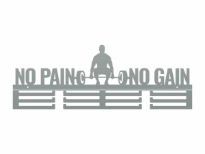 Wieszak na medale No Pain No Gain - srebrny - 60