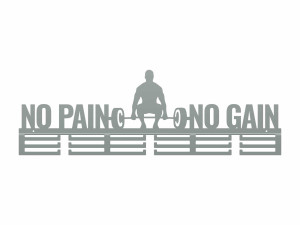 Wieszak na medale No Pain No Gain - srebrny - 80