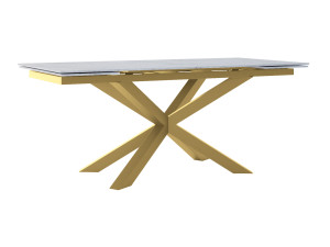 Stół rozkładany ze spieku kwarcowego Pająk - złoty - 200 x 100 cm - 280 x 100 cm (8-12 osób)