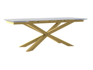 Stół rozkładany ze spieku kwarcowego Pająk - złoty - 240 x 100 cm - 320 x 100 cm (10-14 osób)