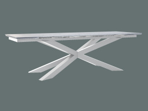 Stół rozkładany ze spieku kwarcowego Pająk - biały matowy - 290 x 100 cm - 370 x 100 cm (12-16 osób)