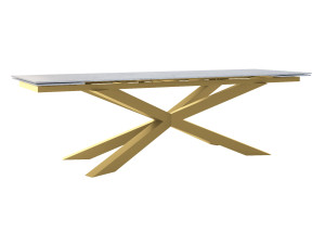 Stół rozkładany ze spieku kwarcowego Pająk - złoty - 290 x 100 cm - 370 x 100 cm (12-16 osób)