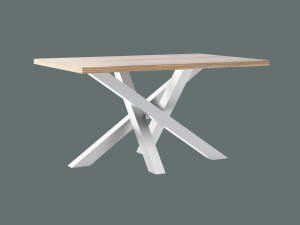 Stół z blatem dębowym Mediolan - biały matowy - 150 × 90 cm (dla 4-6 osób)