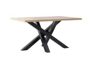 Stół z blatem dębowym Mediolan - czarny mat - 150 × 90 cm (dla 4-6 osób)
