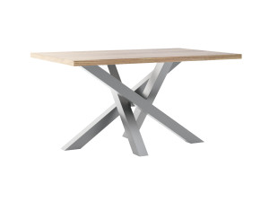 Stół z blatem dębowym Mediolan - srebrny - 150 × 90 cm (dla 4-6 osób)