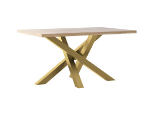 Stół z blatem dębowym Mediolan - złoty - 150 × 90 cm (dla 4-6 osób)