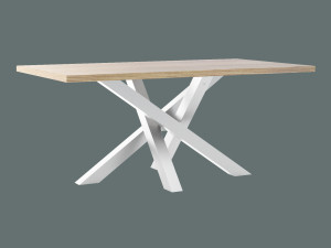 Stół z blatem dębowym Mediolan - biały matowy - 180 × 90 cm (dla 6-8 osób)