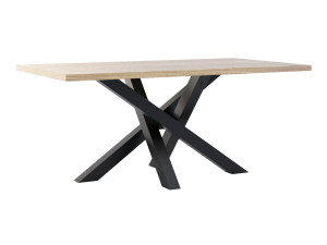 Stół z blatem dębowym Mediolan - czarny mat - 180 × 90 cm (dla 6-8 osób)