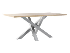 Stół z blatem dębowym Mediolan - srebrny - 180 × 90 cm (dla 6-8 osób)