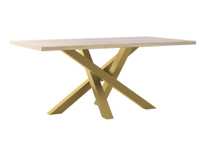 Stół z blatem dębowym Mediolan - złoty - 180 × 90 cm (dla 6-8 osób)