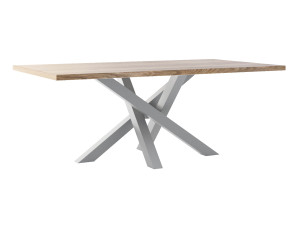 Stół z blatem dębowym Mediolan - srebrny - 200 × 100 cm (dla 8-10 osób)