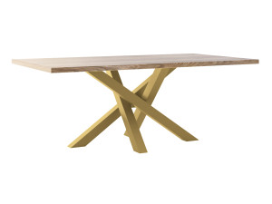 Stół z blatem dębowym Mediolan - złoty - 200 × 100 cm (dla 8-10 osób)