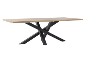Stół z blatem dębowym Mediolan - czarny mat - 240 × 100 cm (dla 10-12 osób)