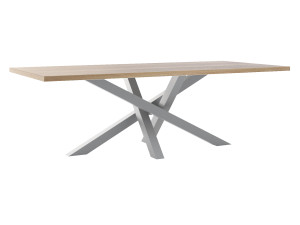 Stół z blatem dębowym Mediolan - srebrny - 240 × 100 cm (dla 10-12 osób)