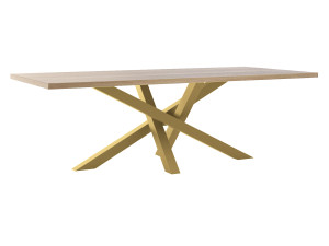 Stół z blatem dębowym Mediolan - złoty - 240 × 100 cm (dla 10-12 osób)